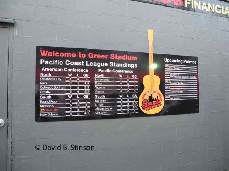 The Greer Stadium standings scoreboard