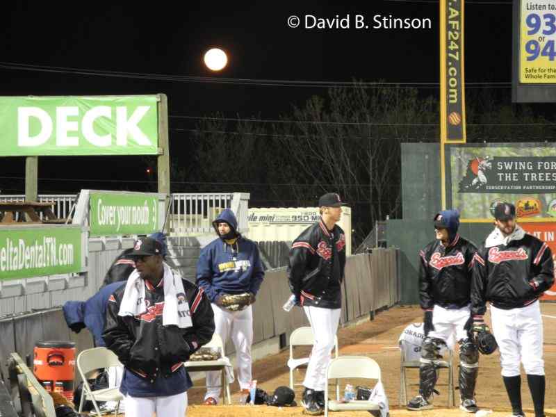 A full moon rises over sounds bullpen at Greer Stadium