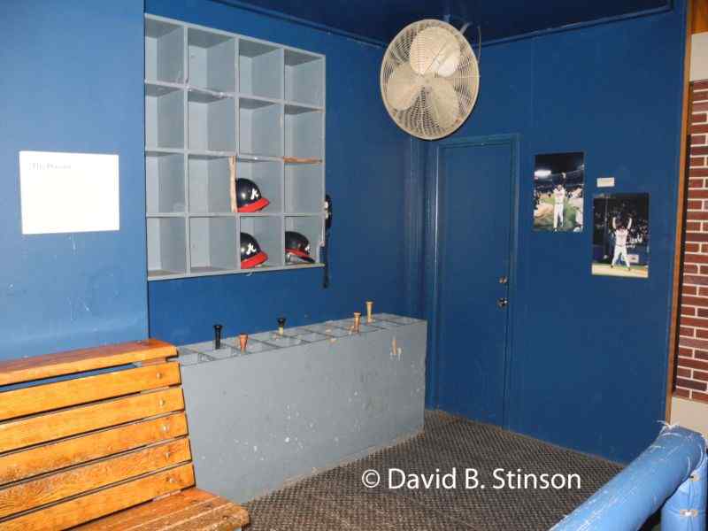 A recreated dugout of Fulton County Stadium