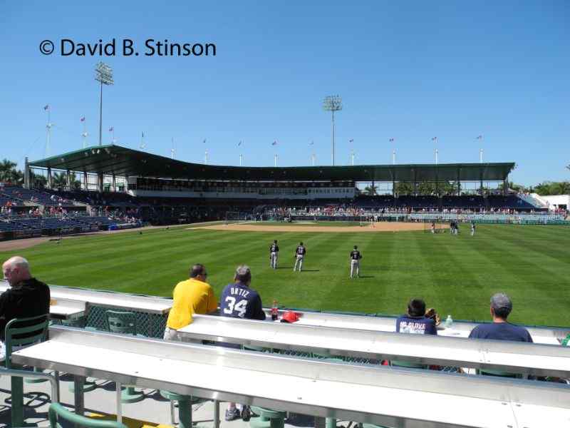A view of the field from the right field porch at City of Palms Park