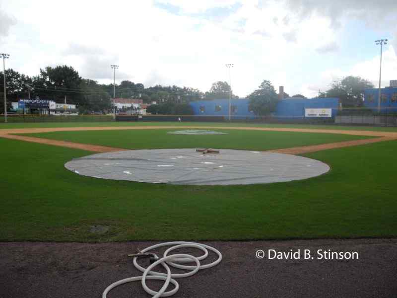 A covered portion of the Durham Athletic Park