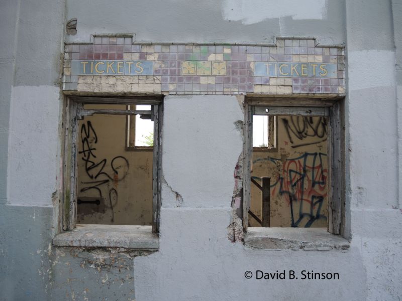 Worn down Hinchliffe Stadium ticket kiosks