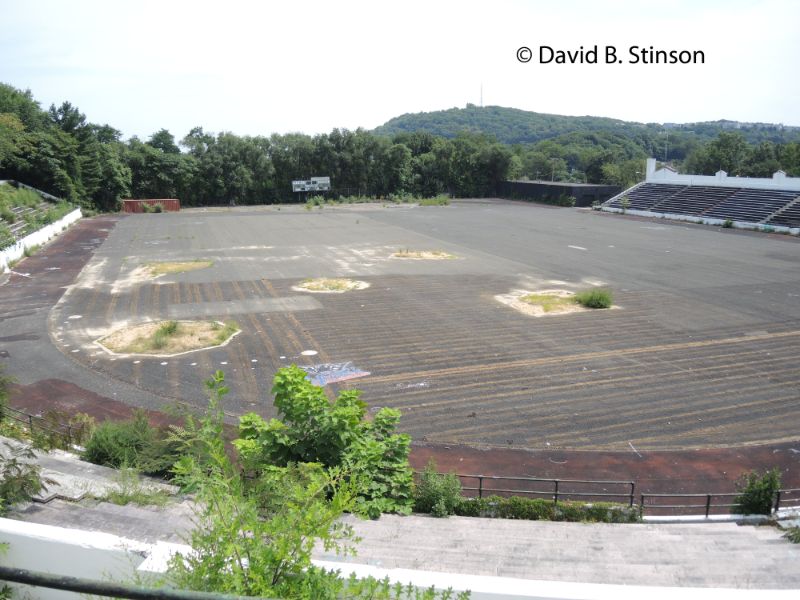 A ruined Hinchliffe Stadium ballpark field