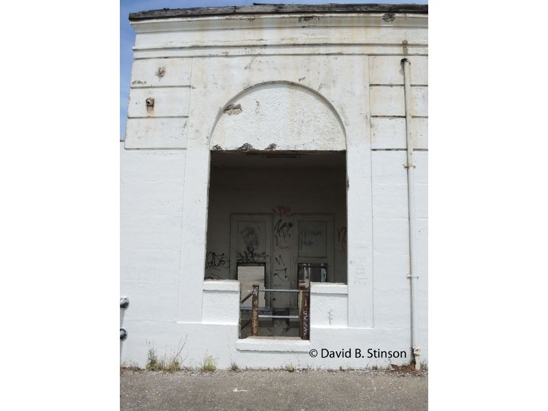 A view of the Hinchliffe Stadium ticket kiosk from the back