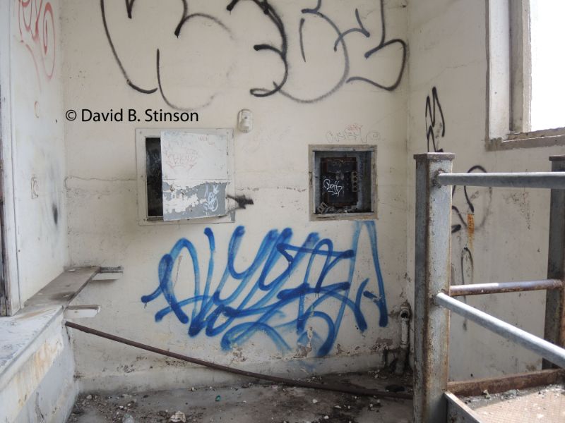 Vandalized Hinchliffe Stadium ticket booth rooms