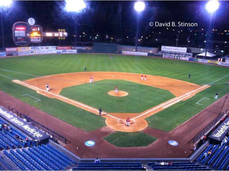The view of the Greer Stadium field from Slugger's Sports Bar and Grill