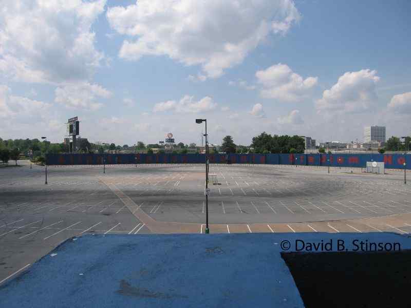 The former right field corner in the parking lot