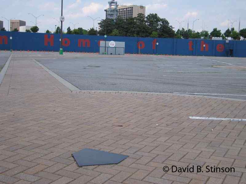 A former home plate in the parking lot