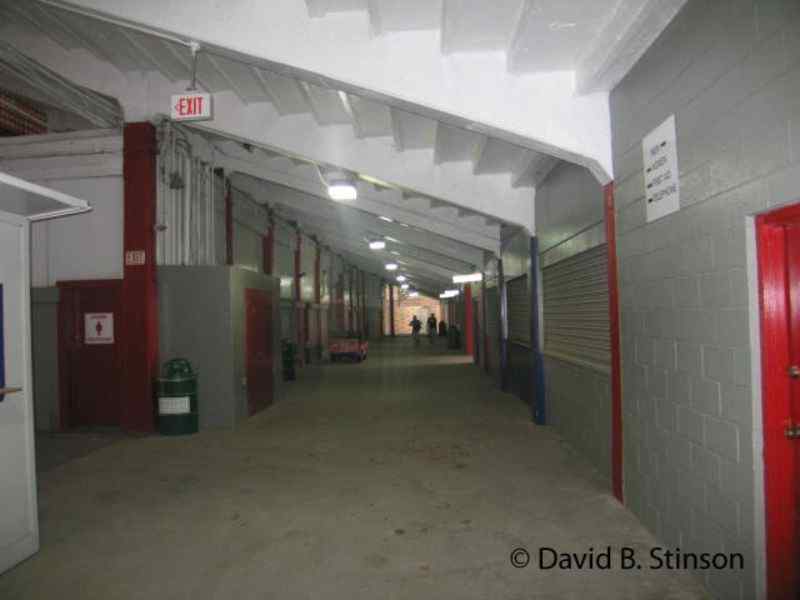 The concession area under the right field bleachers