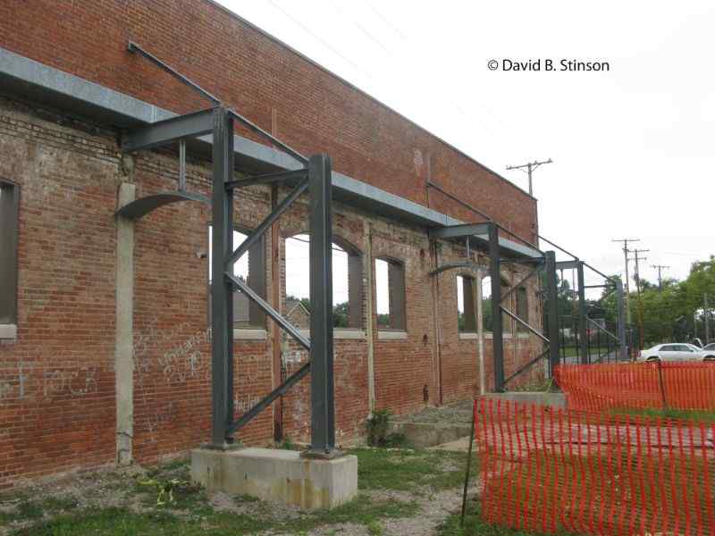 Steel bracing preserves League Park's first base grandstand wall