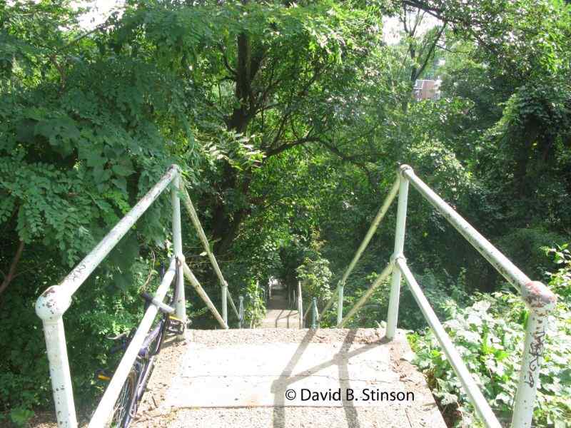 A stairway behind Forbes Field's right field pavilion