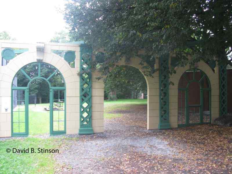 A replica entrance to Forbes Field