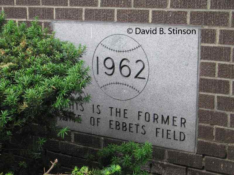 A plaque honoring Ebbets Field