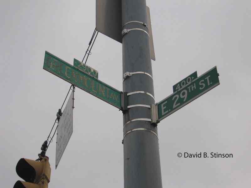 The intersection of Green mount Avenue and East 29th Street