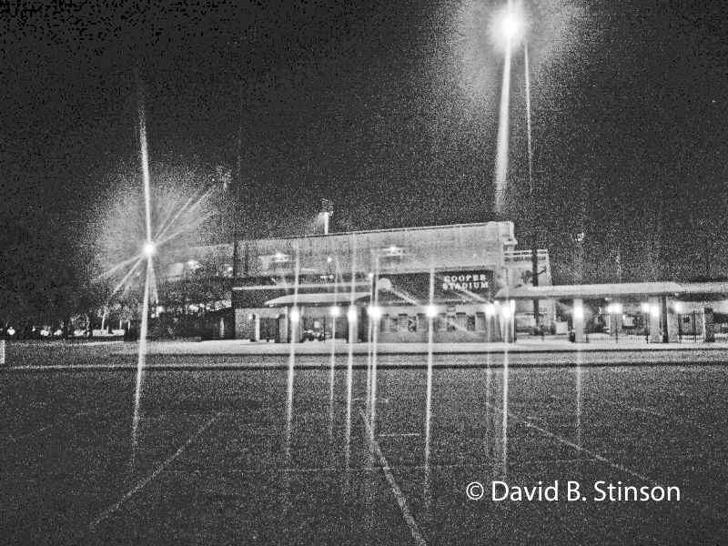 Cooper Stadium at night
