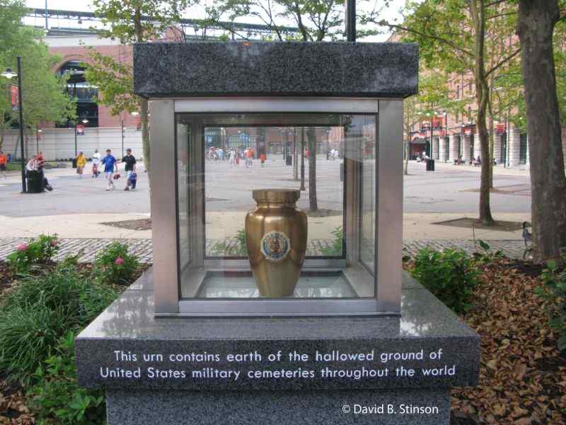 Urn containing earth from the United States Military Cemeteries