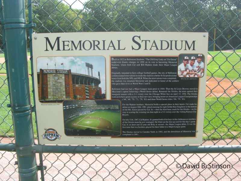 The Memorial Stadium plaque at the Ripken Academy