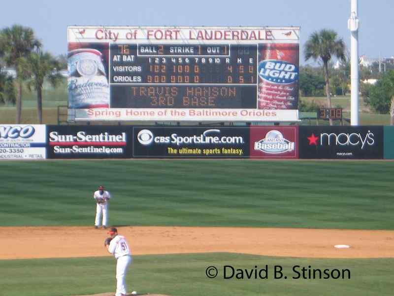 The Fort Lauderdale Stadium scoreboard
