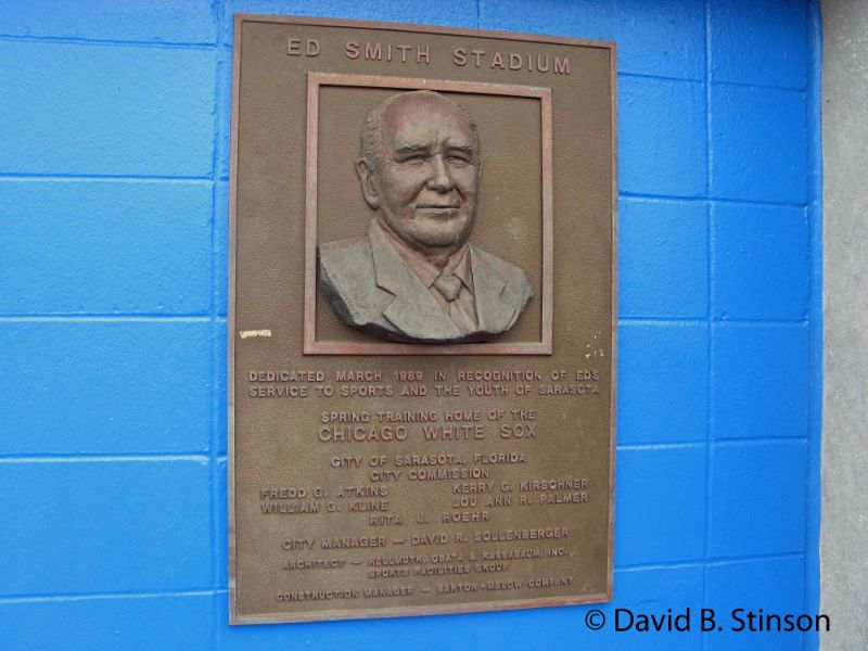 Ed Smith Stadium dedication plaque