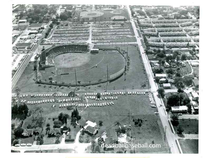 A black and white aerial view of the Jack Russel Stadium