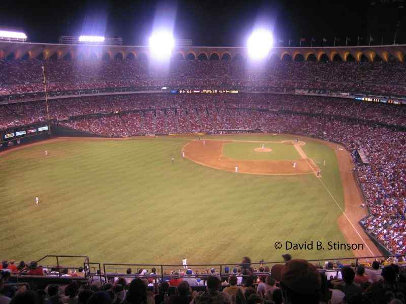 A game at the Busch Stadium during night