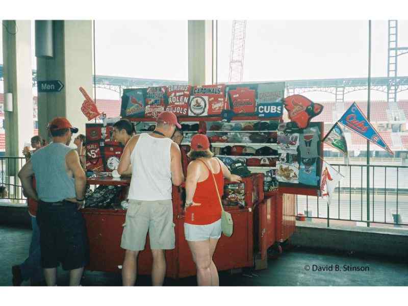 A Busch Stadium souvenir stand