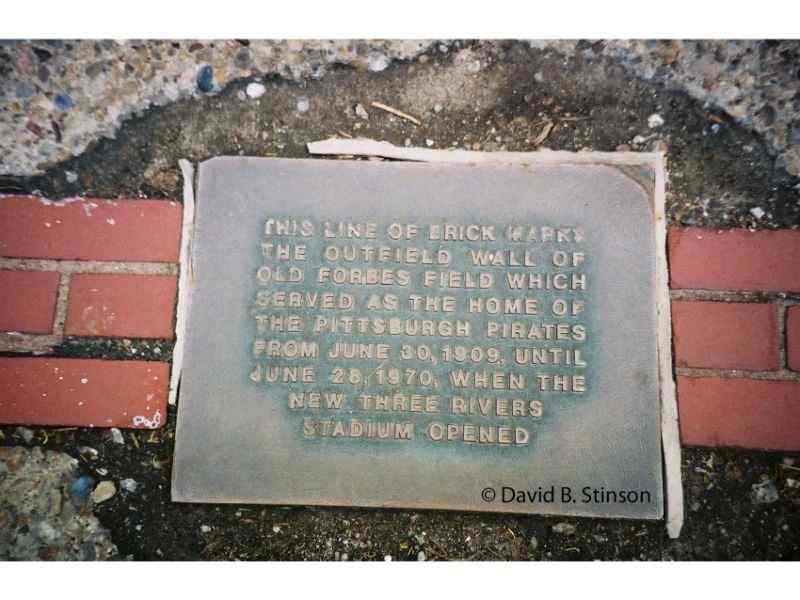 A historical marker for the Forbes Field