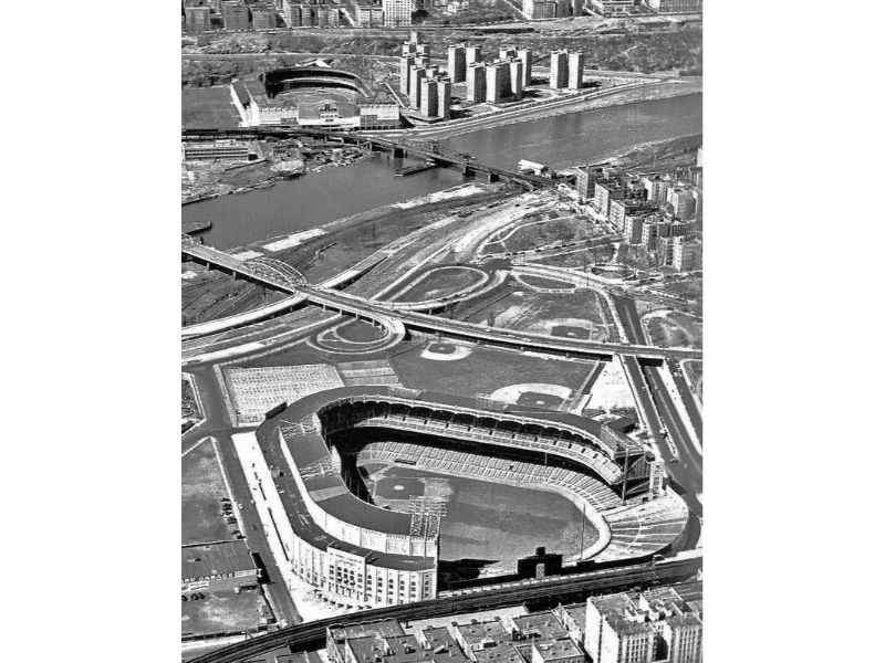 An aerial view of the Polo Grounds stadium