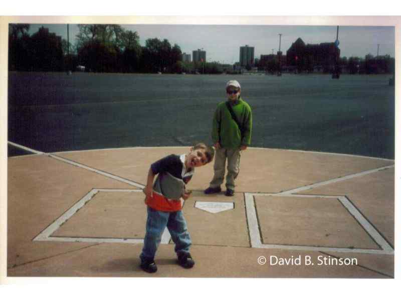 Young fans at the re-created old Comiskey batters box