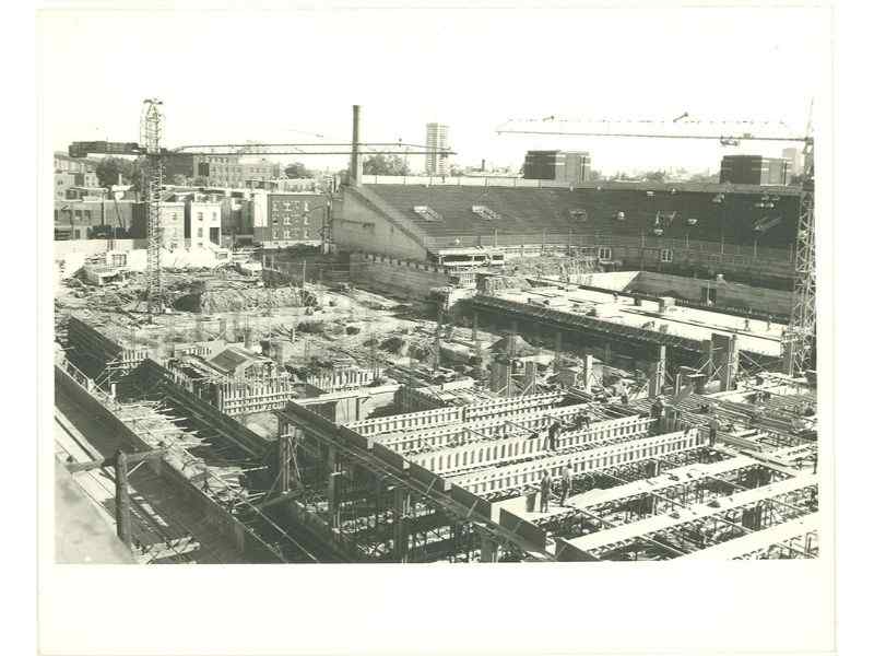 The Pierre-Dupuy School construction showing stadium bleachers