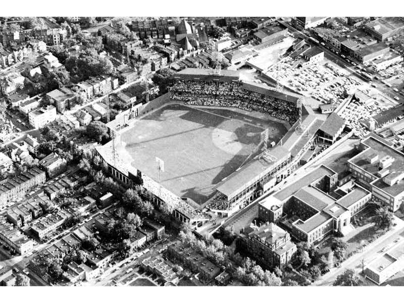 An aerial view of the Griffith Stadium