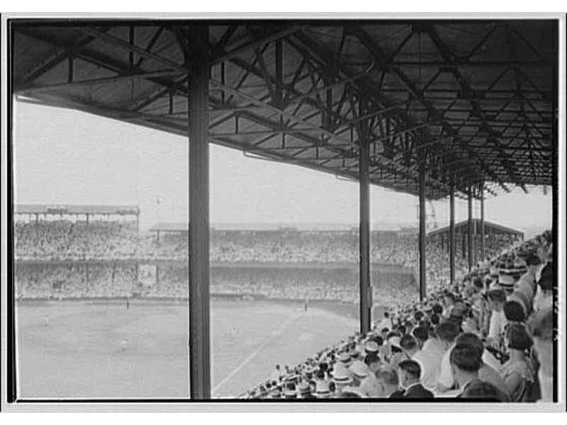A view of the Griffith Stadium filled with people