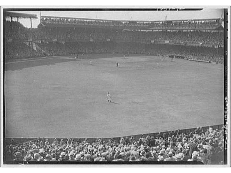 A view of a game at the Griffith Stadium