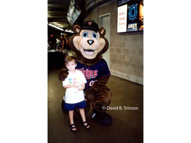 T.C. Bear and a young fan