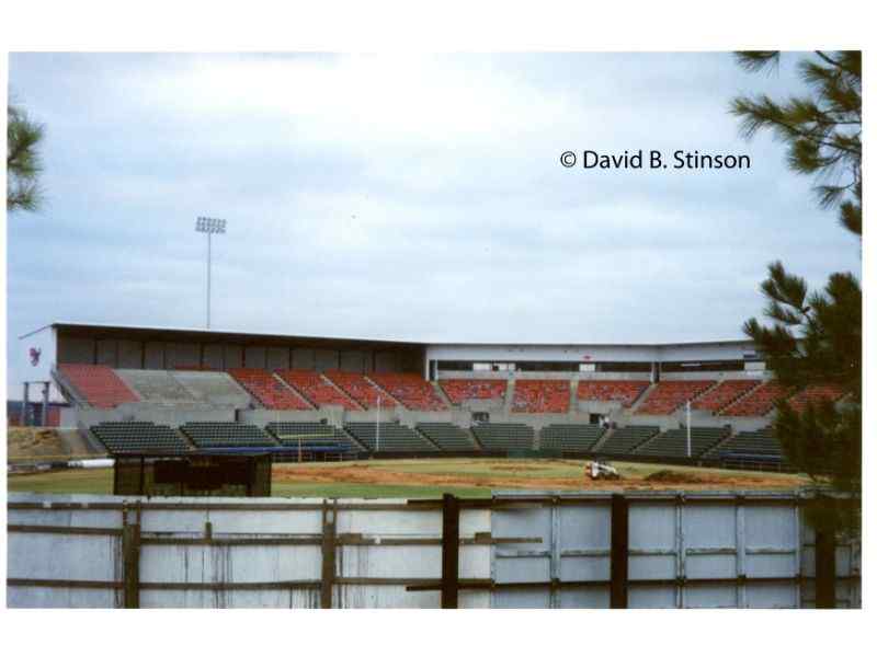 A view of Joe W. Davis Stadium from behind outfield wall in 2003