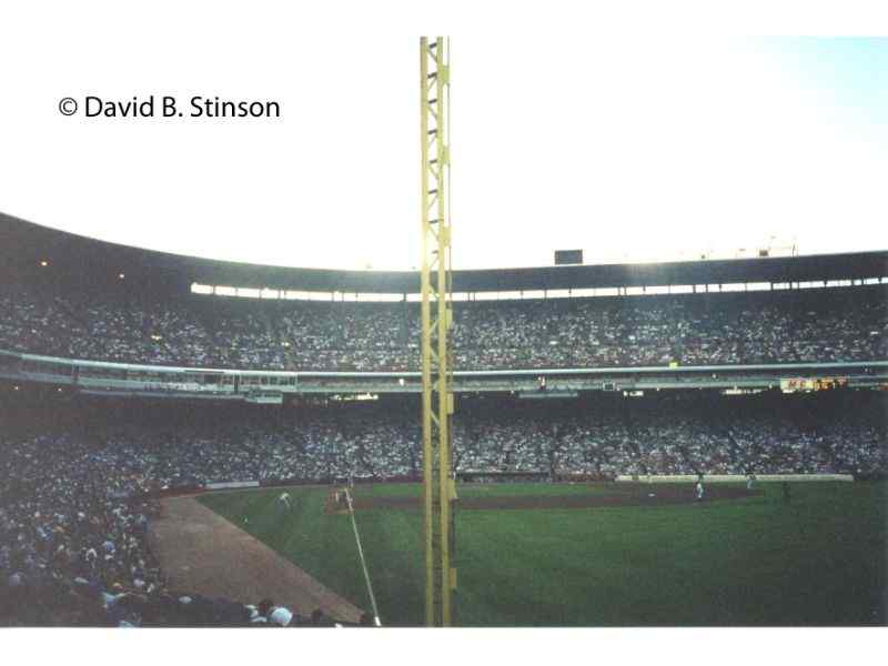 The Milwaukee County Stadium right field foul pole