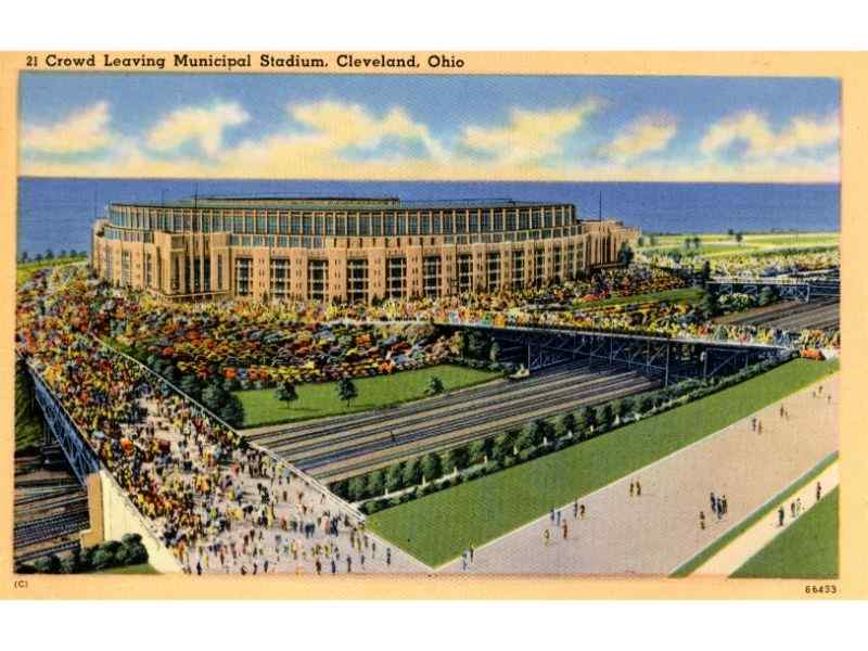 A postcard variant of the Cleveland's Municipal Stadium
