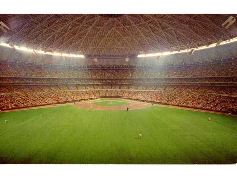 The Astro Turf covers the baseball playing field