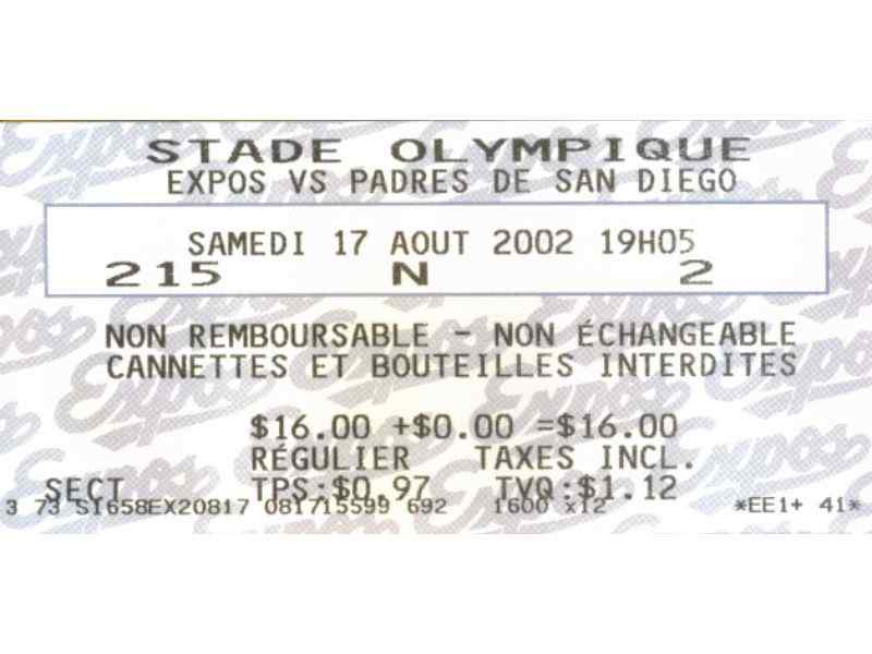 A ticket stub in French