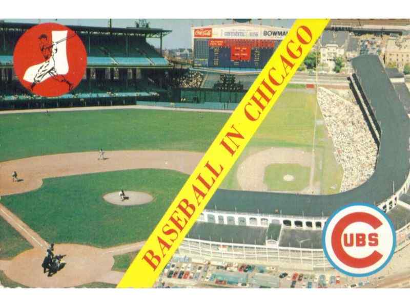 A postcard of the Chicago's Famed South and North Side Ballparks