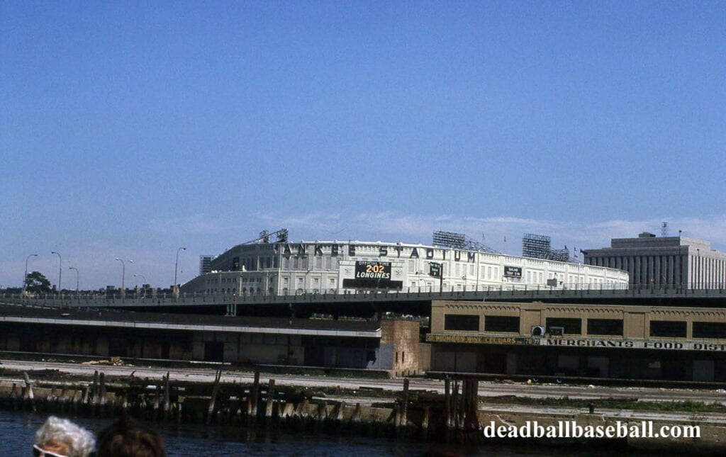 A view of the Yankee Stadium building from the river tour